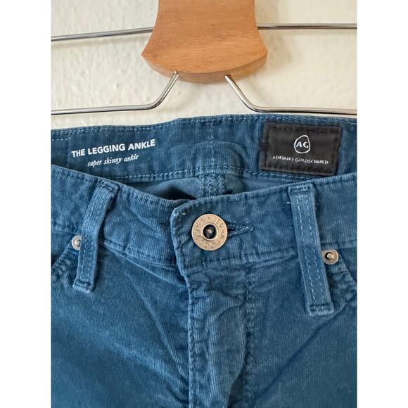 AG Adriano Goldschmied Legging Ankle Velvet Corduroy Super Skinny Pants 24R Blue - Picture 4 of 8